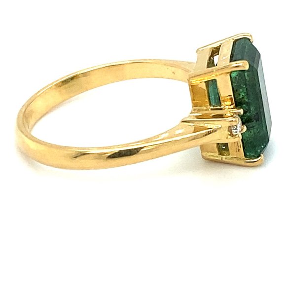 Certified Emerald 3.85ct Diamonds 18K Gold Ring - Picture 3 of 8